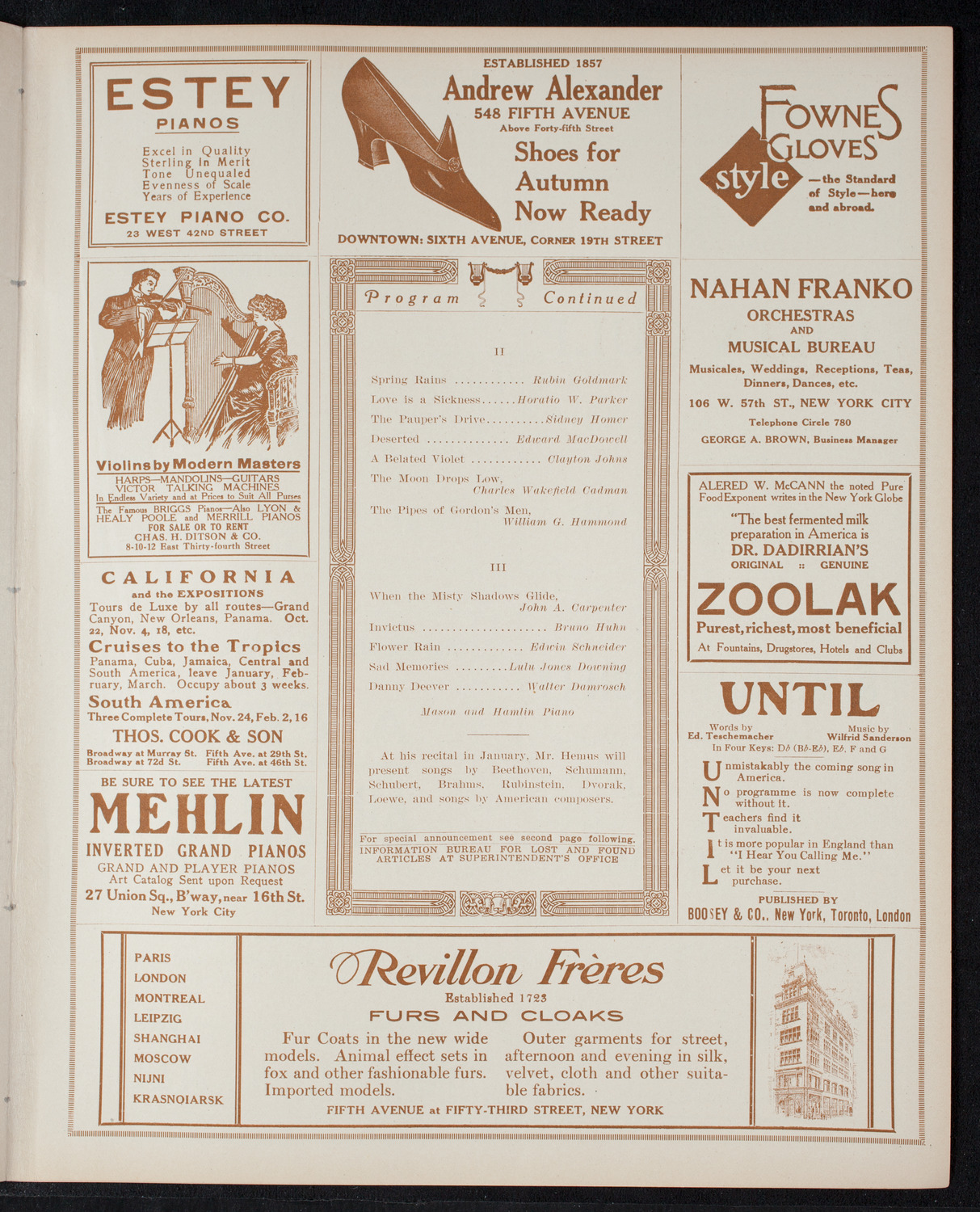 Percy Hemus, Baritone, November 8, 1915, program page 7
