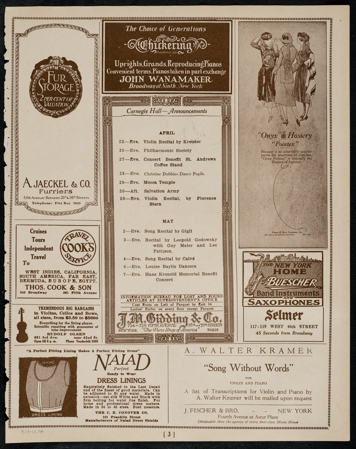 Marjorie Squires, Contralto, April 23, 1922, program page 3