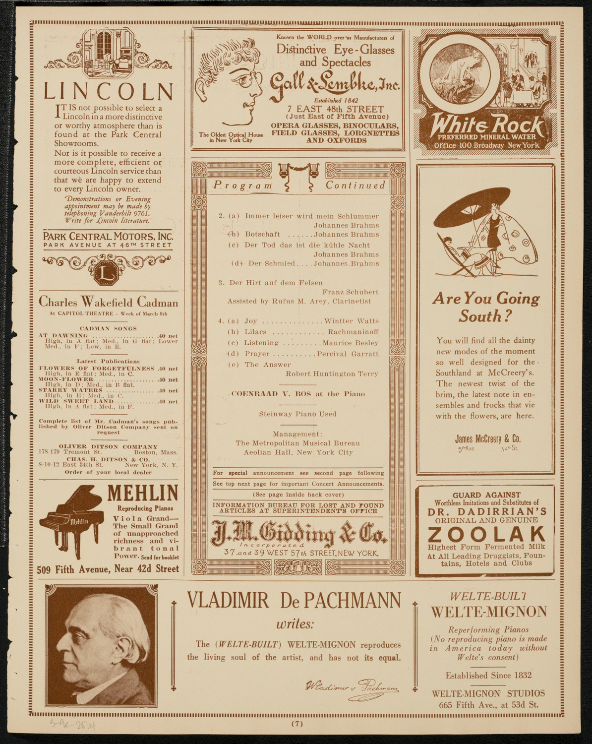Anna Case, Soprano, March 9, 1925, program page 7