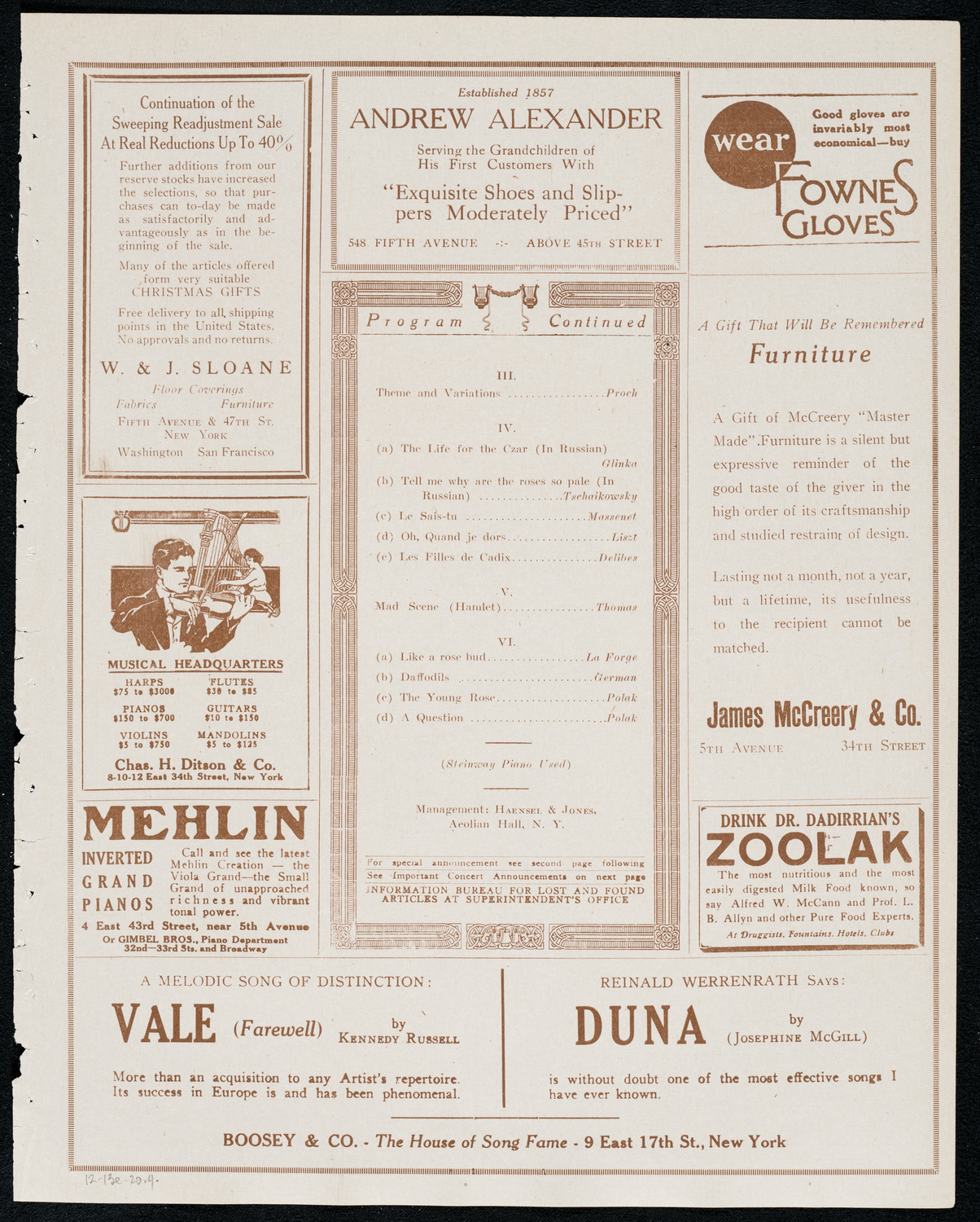 De Roda Helmuth, Soprano, December 13, 1920, program page 7
