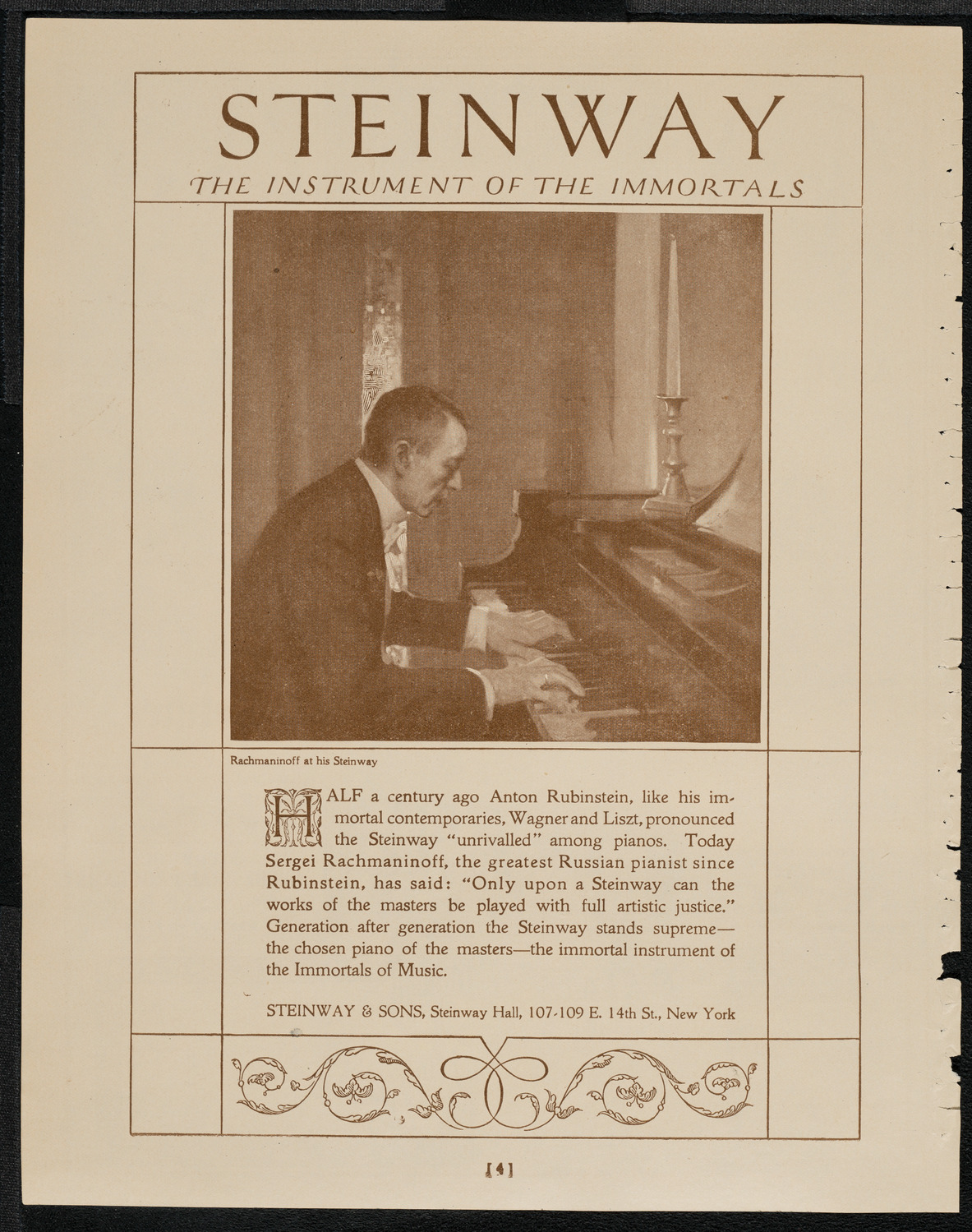 Ossip Gabrilowitsch, Piano, April 17, 1921, program page 4