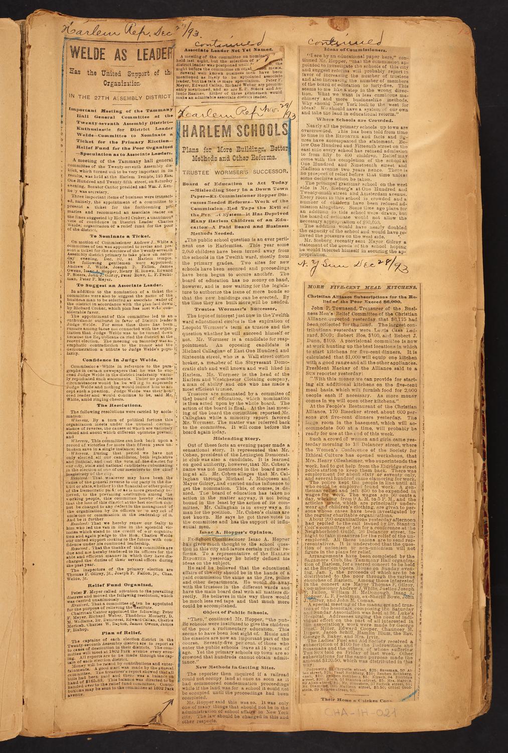 Isaac Hopper Scrapbook, page 21: 1893