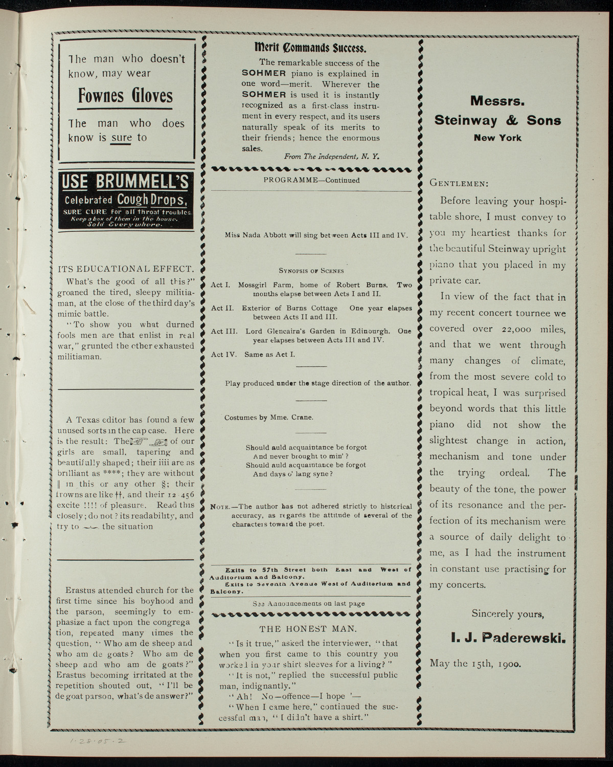 Clayton Mackenzie Legge in "Robert Burns", January 28, 1905, program page 3