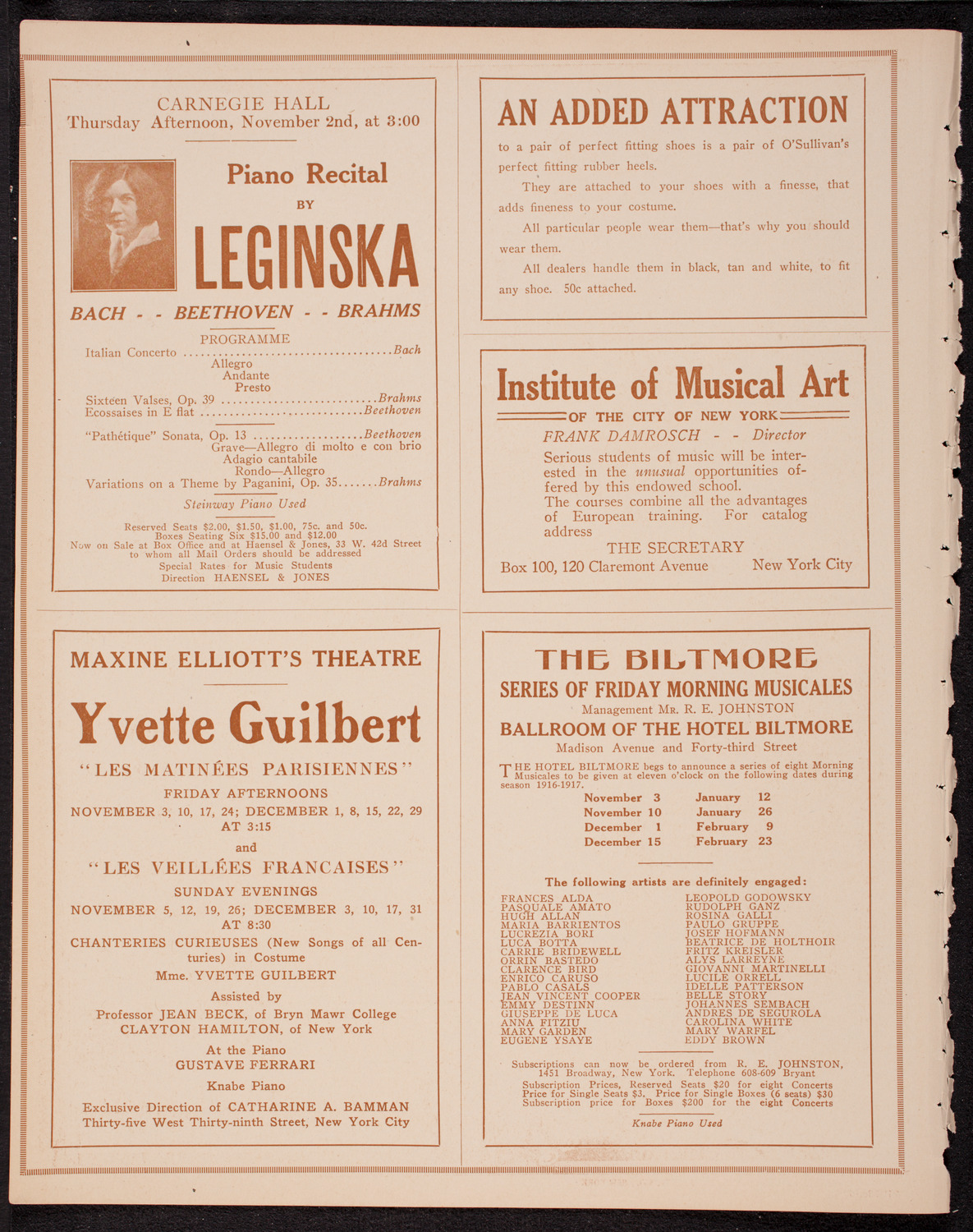 Francis MacMillen, Violin, October 28, 1916, program page 2