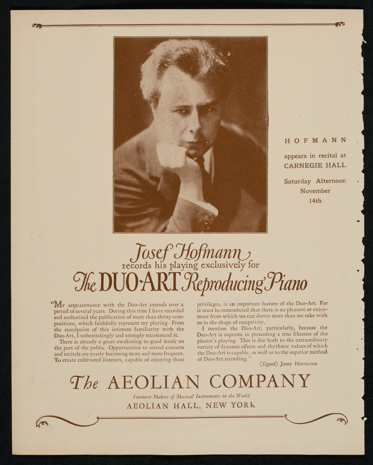 Josef Hofmann, Piano, November 14, 1925, program page 2