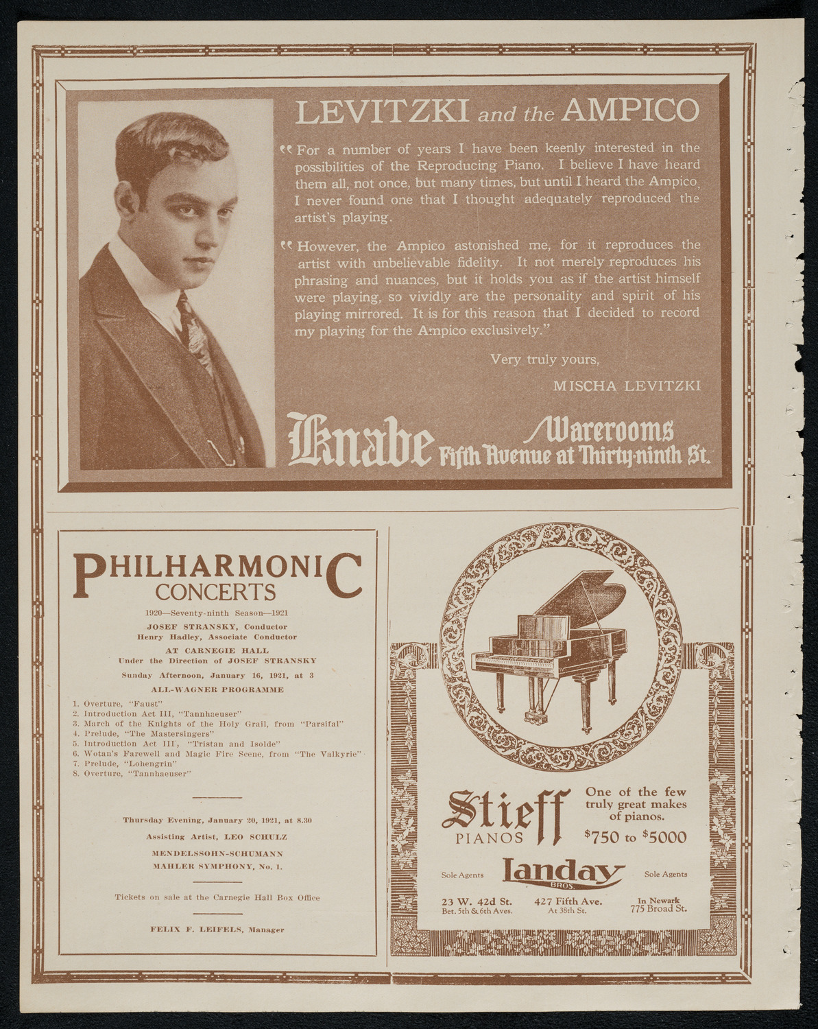 Josef Hofmann, Piano, January 15, 1921, program page 12