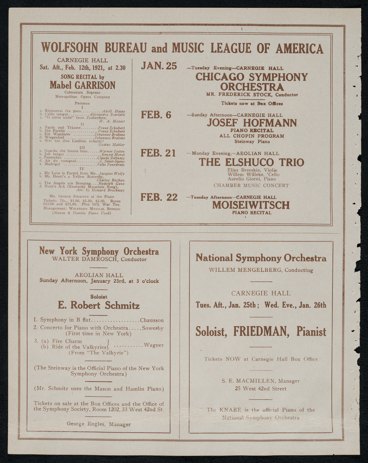 New York Philharmonic, January 23, 1921, program page 8