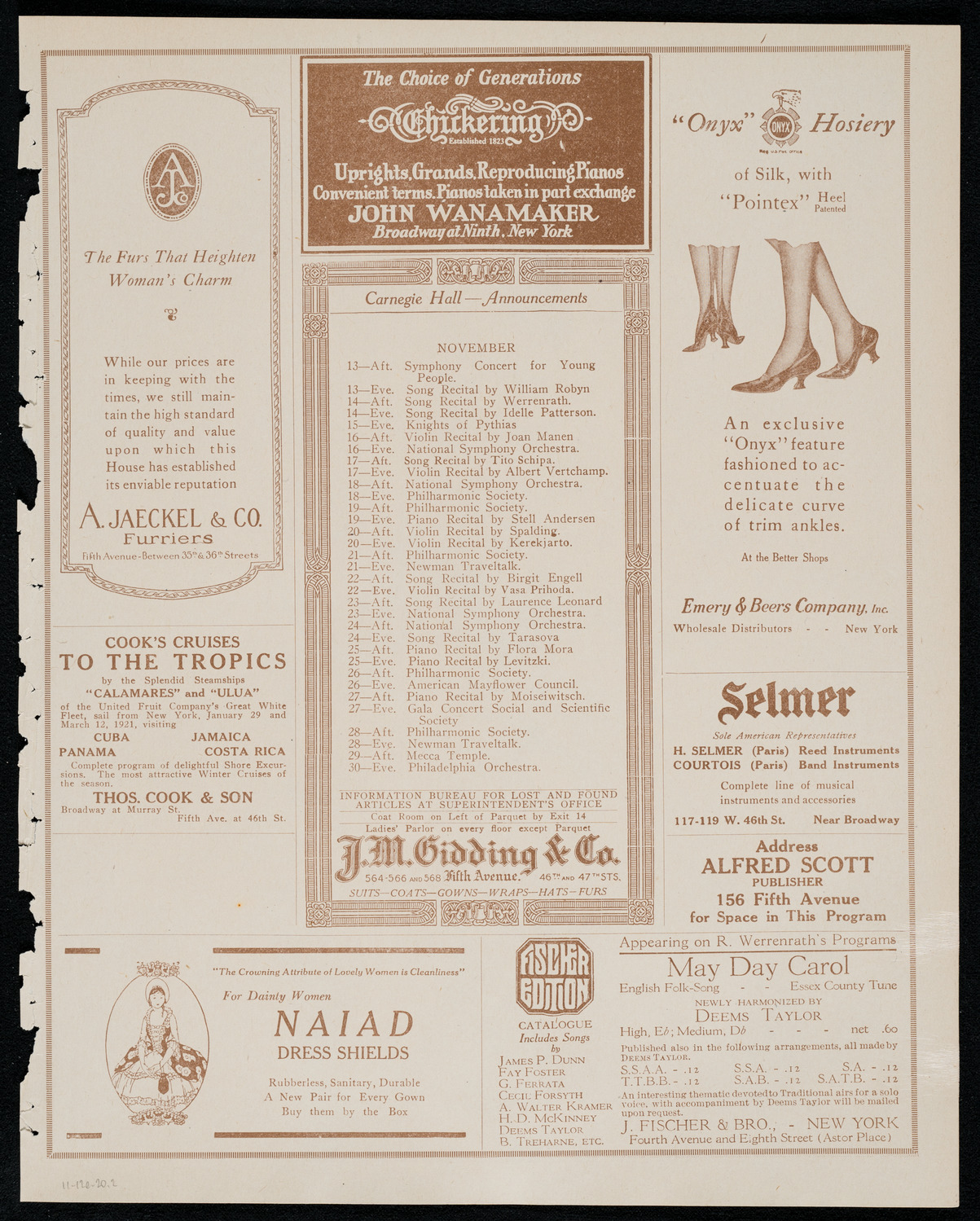 New York Symphony Orchestra, November 12, 1920, program page 3