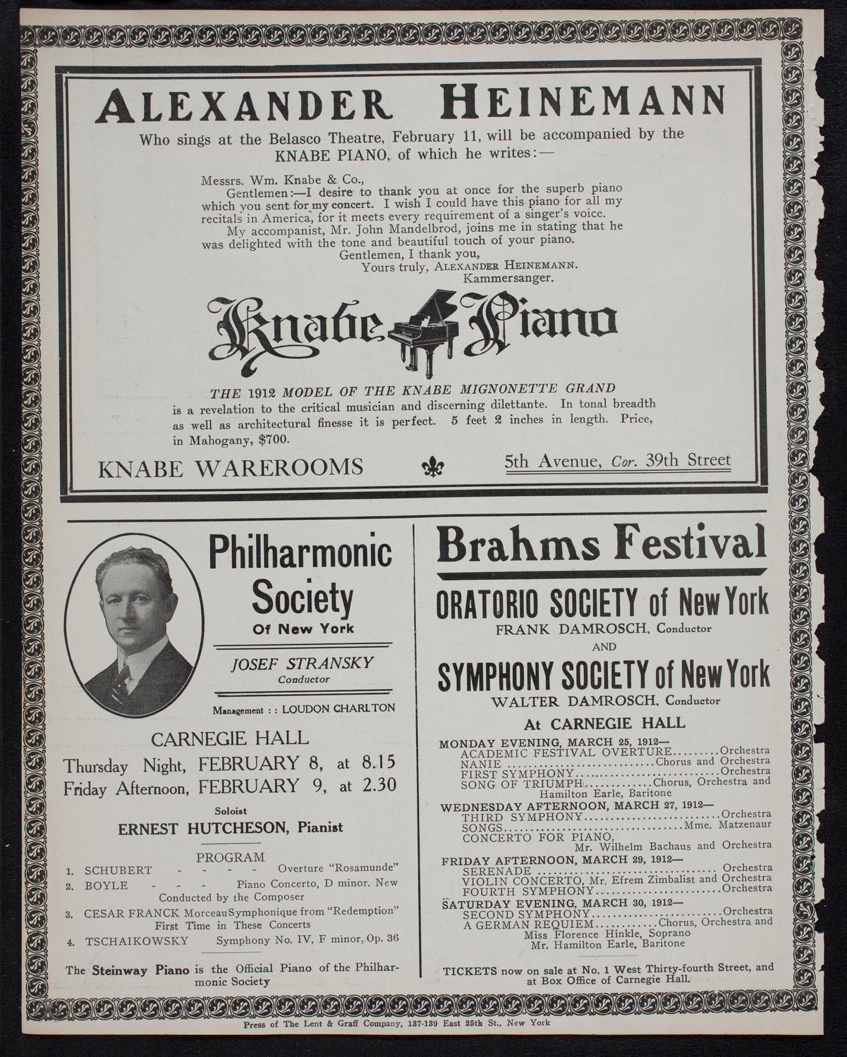 New York Symphony Orchestra: Concert in Memory of Samuel S. Sanford, February 6, 1912, program page 12