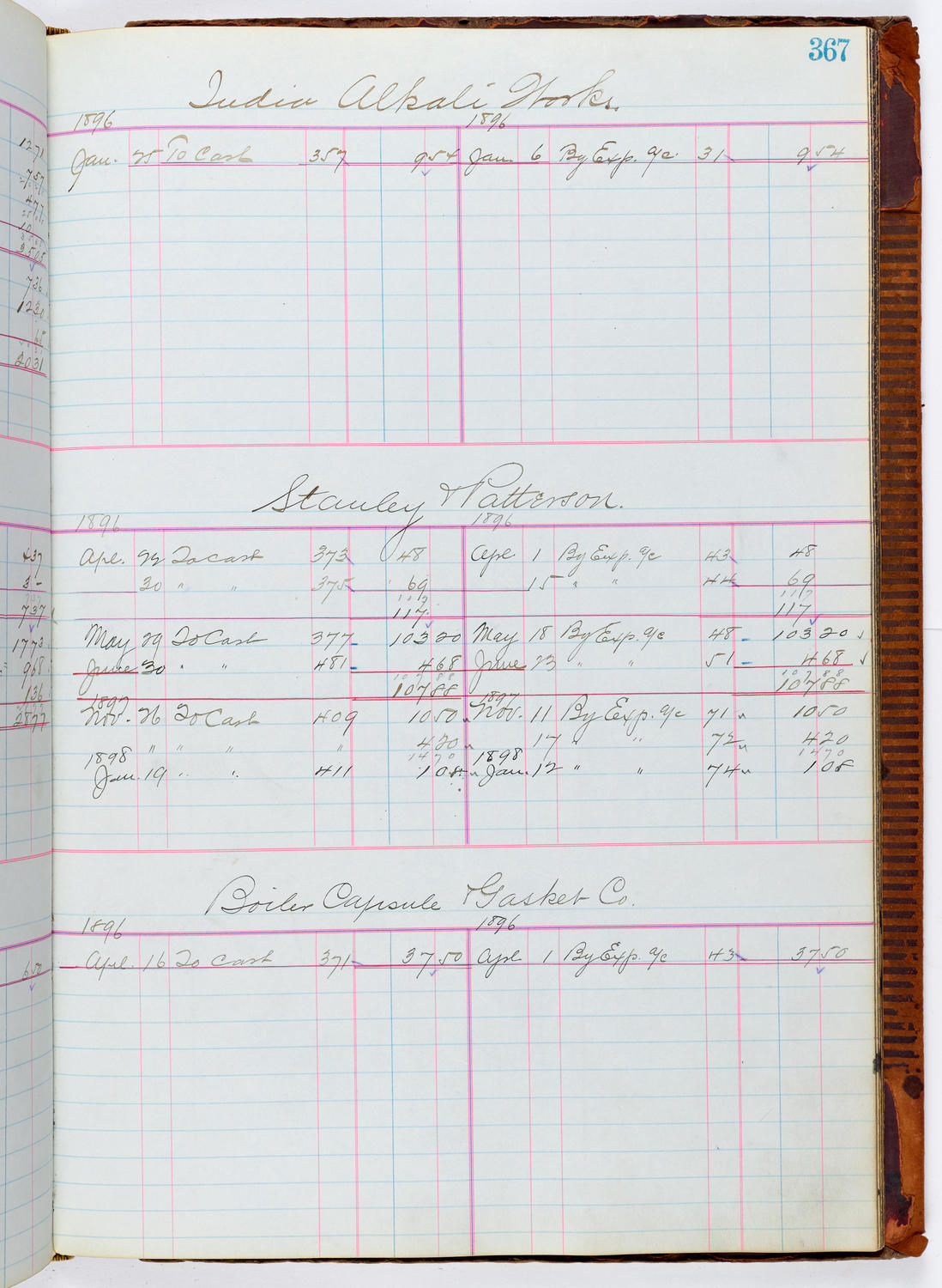 Music Hall Accounting Ledger, volume 1, page 367