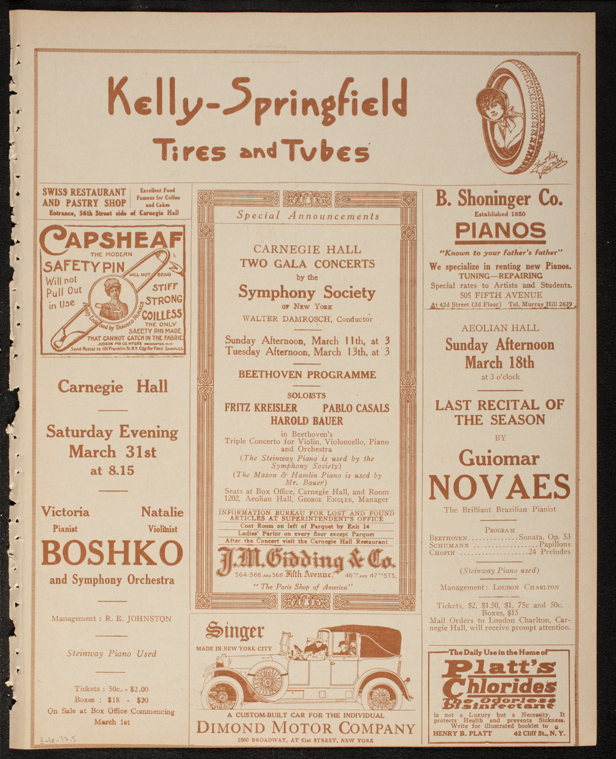 New York Philharmonic, March 1, 1917, program page 9