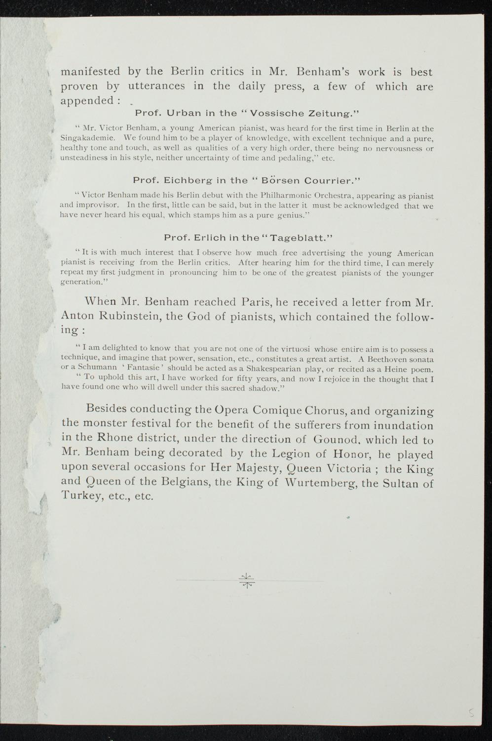 A. Victor Benham with Orchestra, April 21, 1891, program page 5