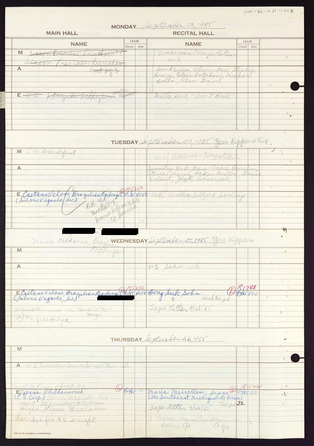 Carnegie Hall Booking Ledger, volume 31, page 8