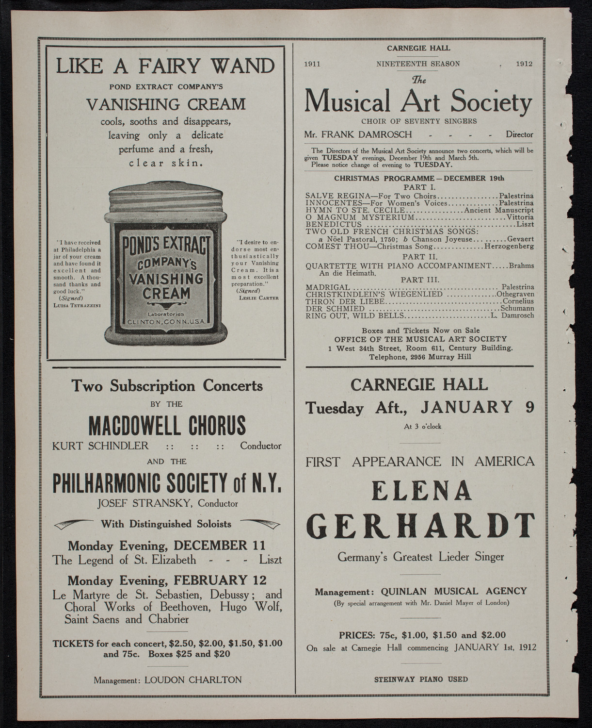 Leonard Borwick, Piano, December 8, 1911, program page 8