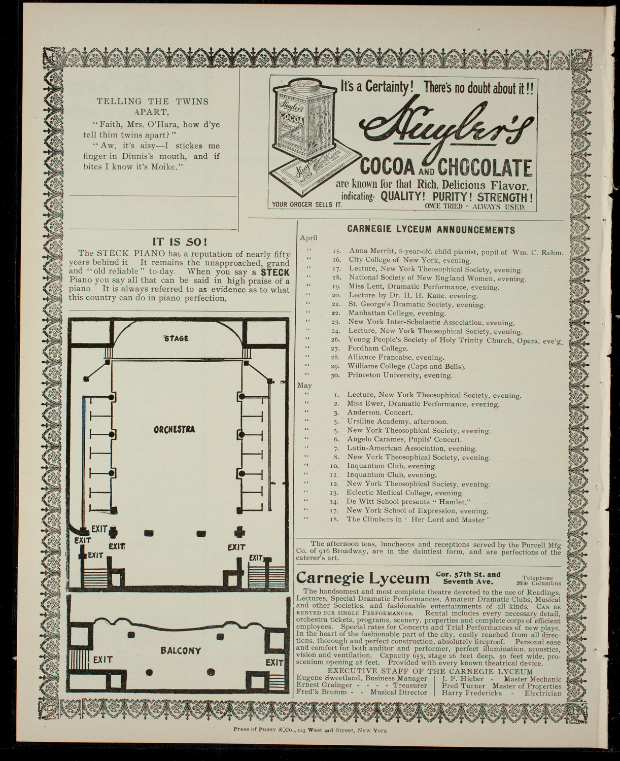 New York University Glee, Banjo, and Mandolin Clubs, April 14, 1904, program page 4