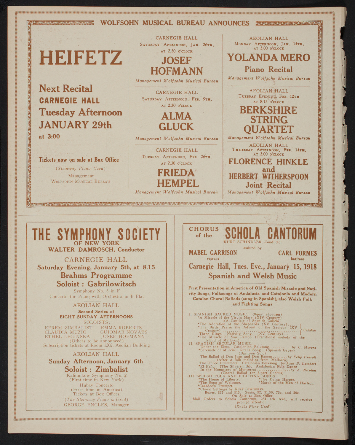 New York Philharmonic, January 3, 1918, program page 8