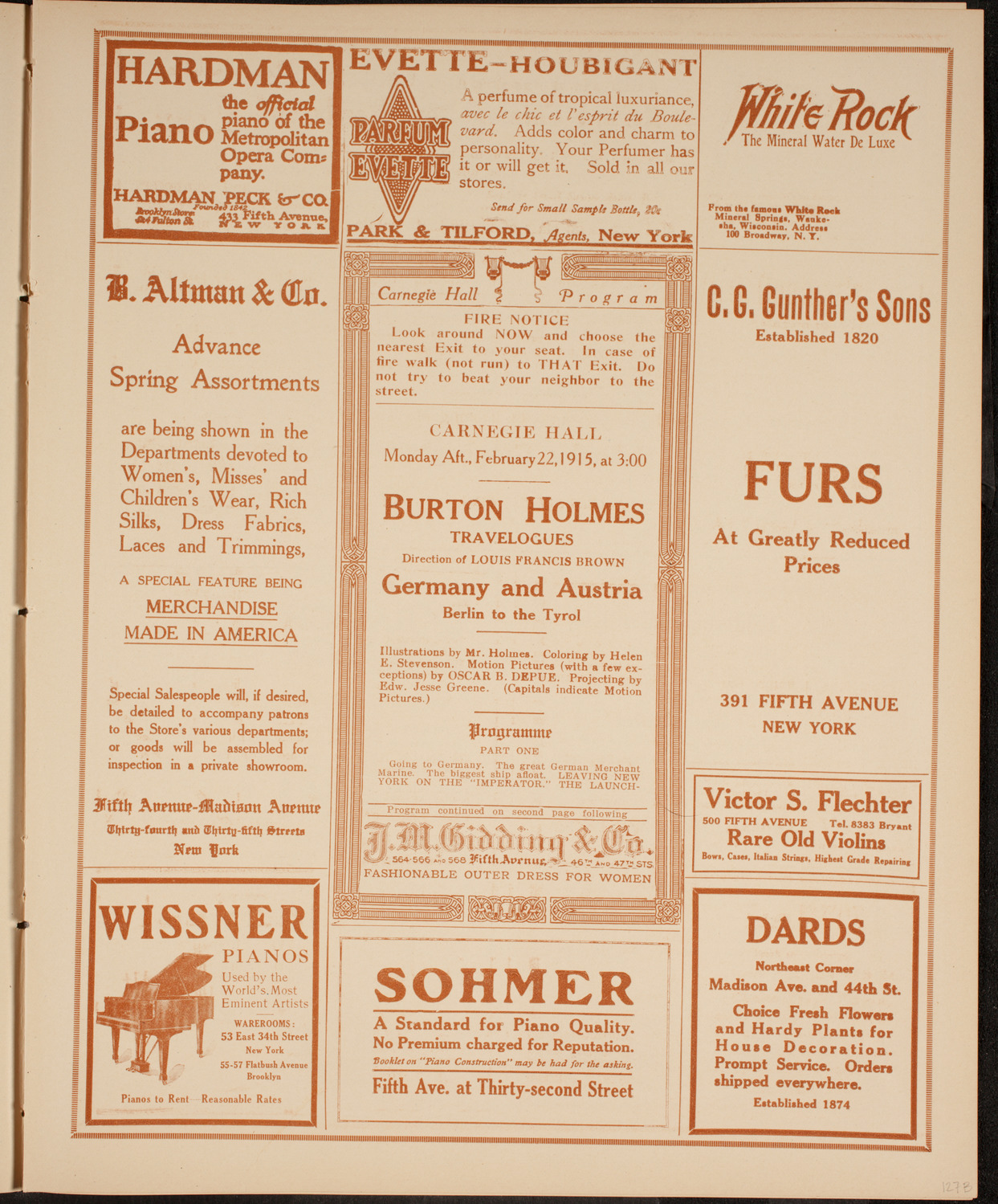 Burton Holmes Travelogue: Germany and Austria, February 22, 1915, program page 5