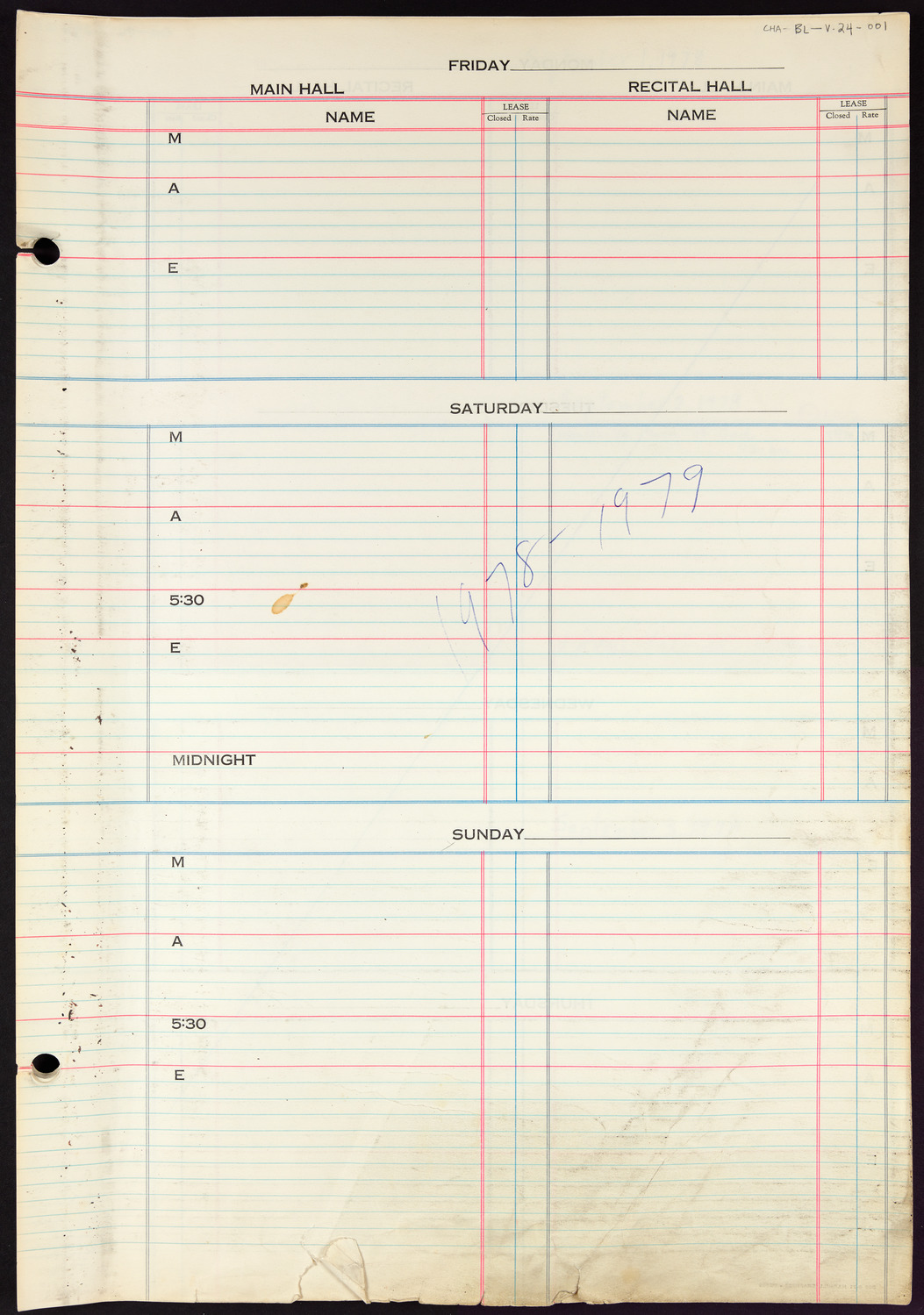 Carnegie Hall Booking Ledger, volume 24, page 1