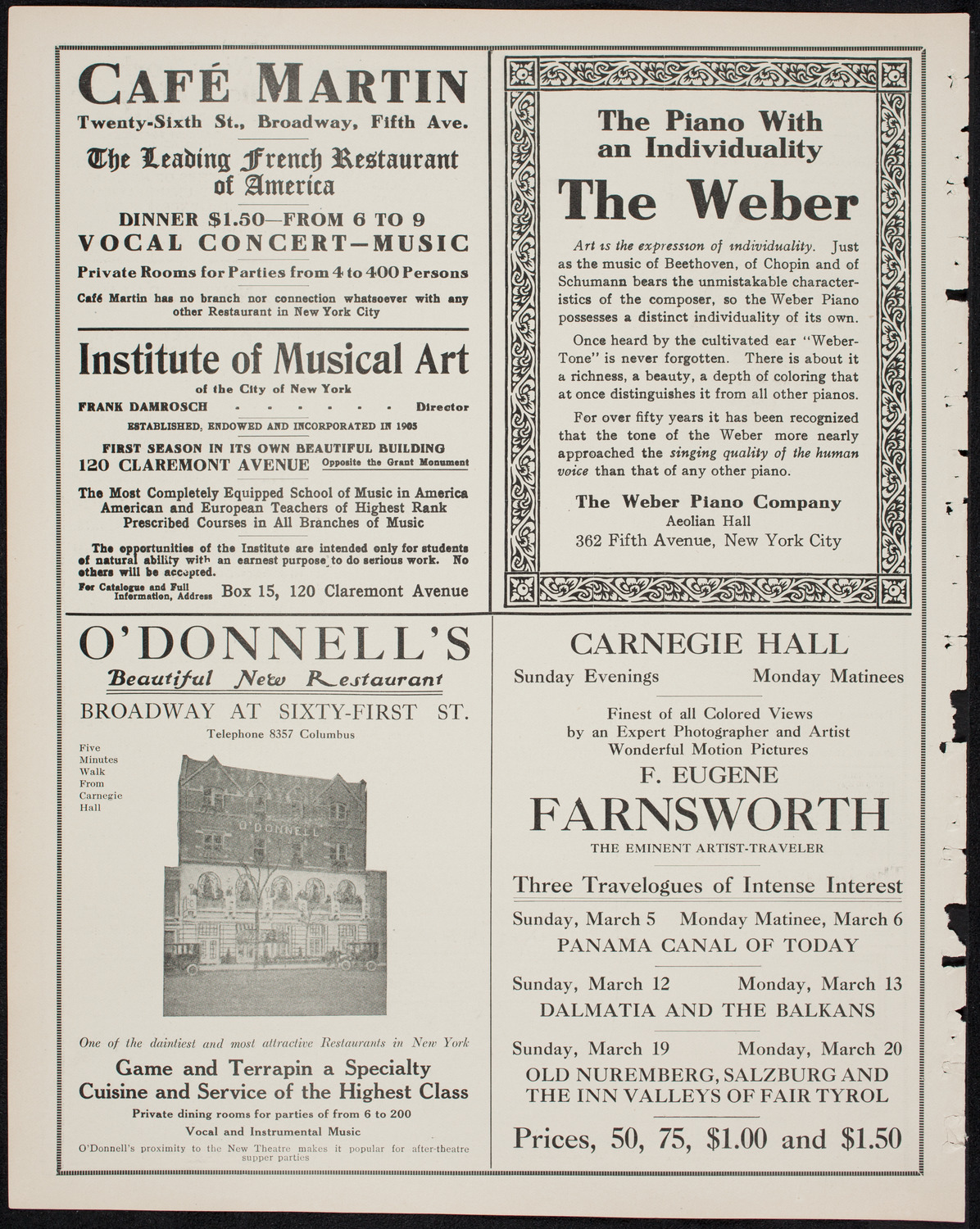 Farnsworth's Travel Talks, March 6, 1911, program page 6