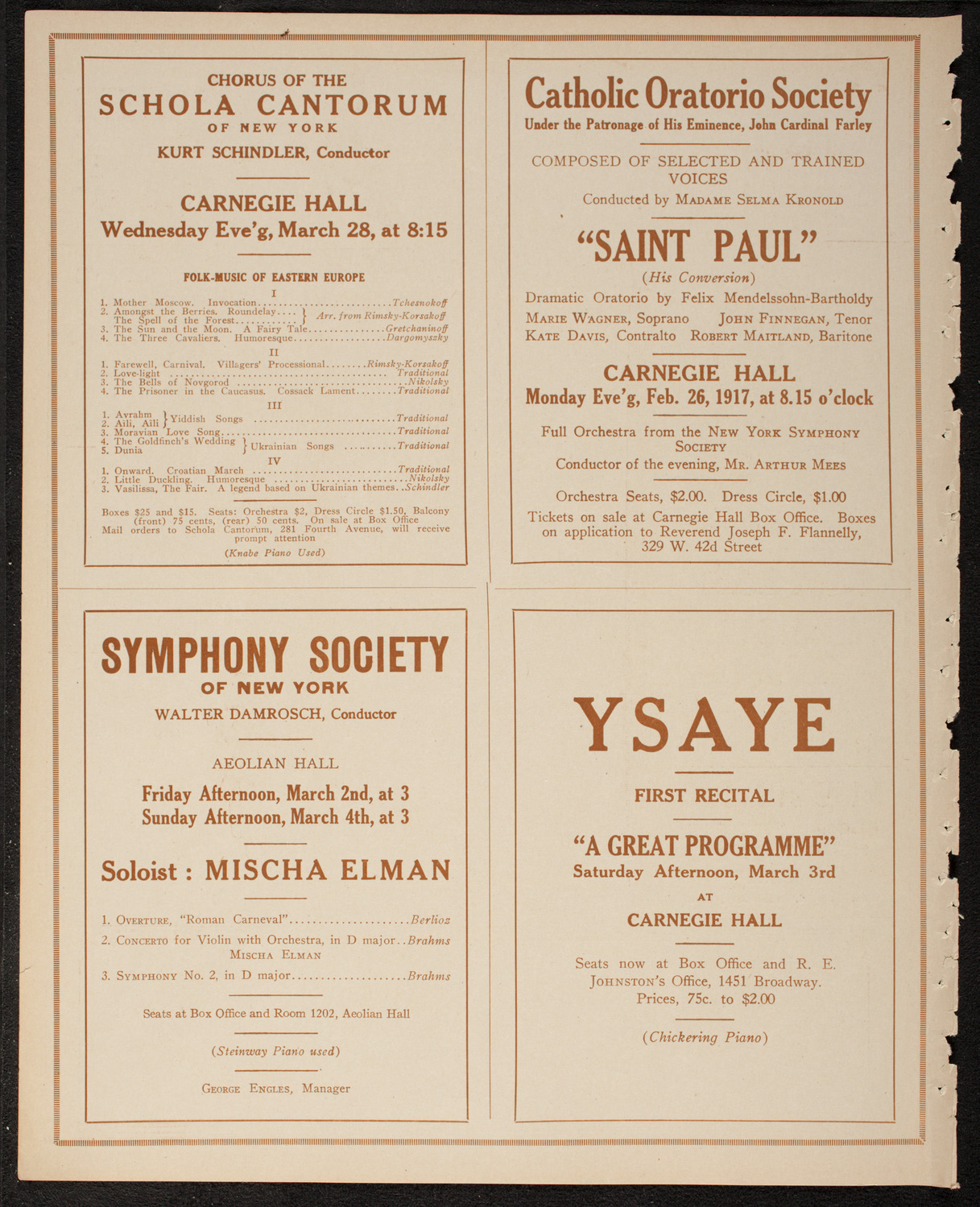 New York Philharmonic, February 25, 1917, program page 8