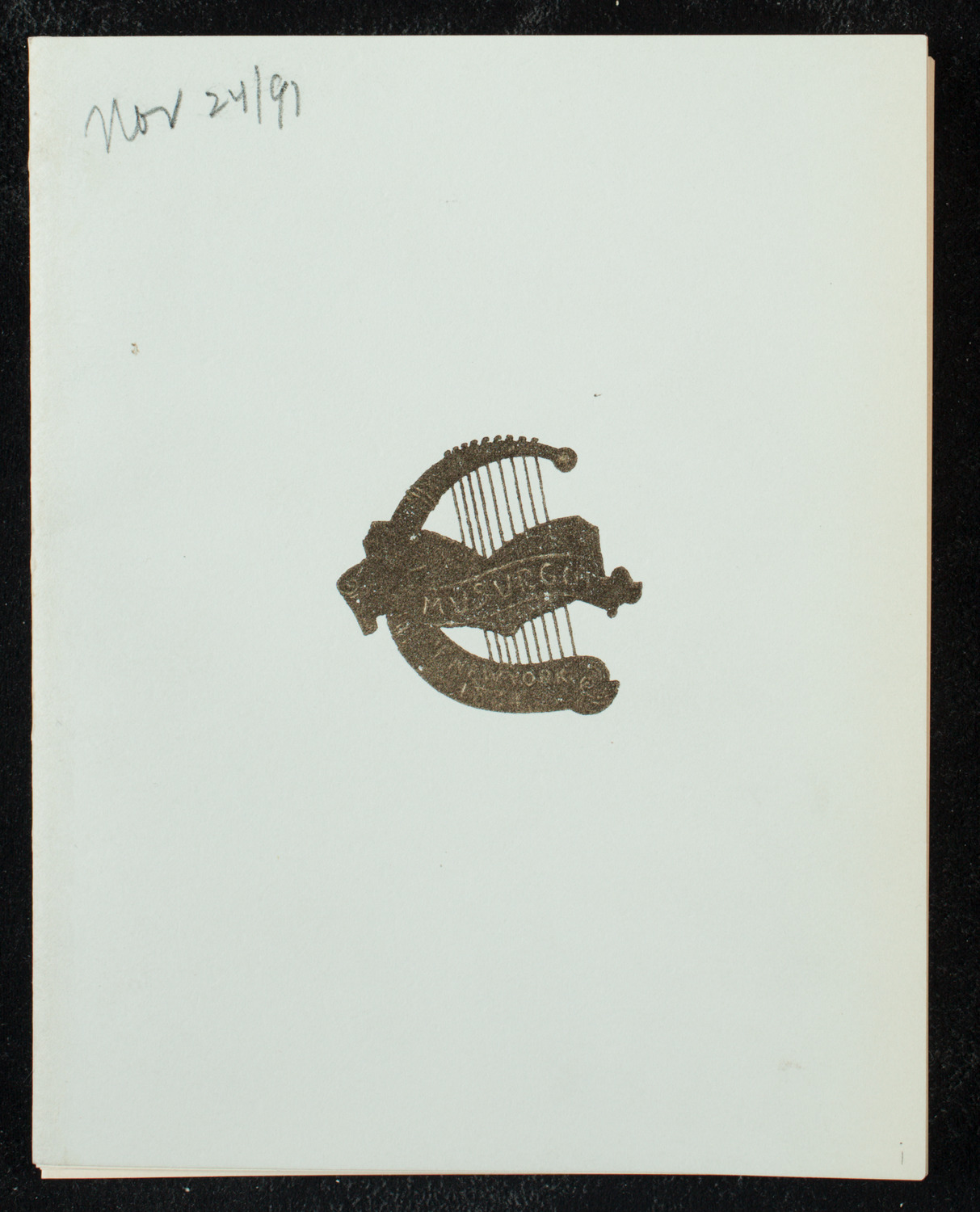 Musurgia, November 24, 1891, program page 1