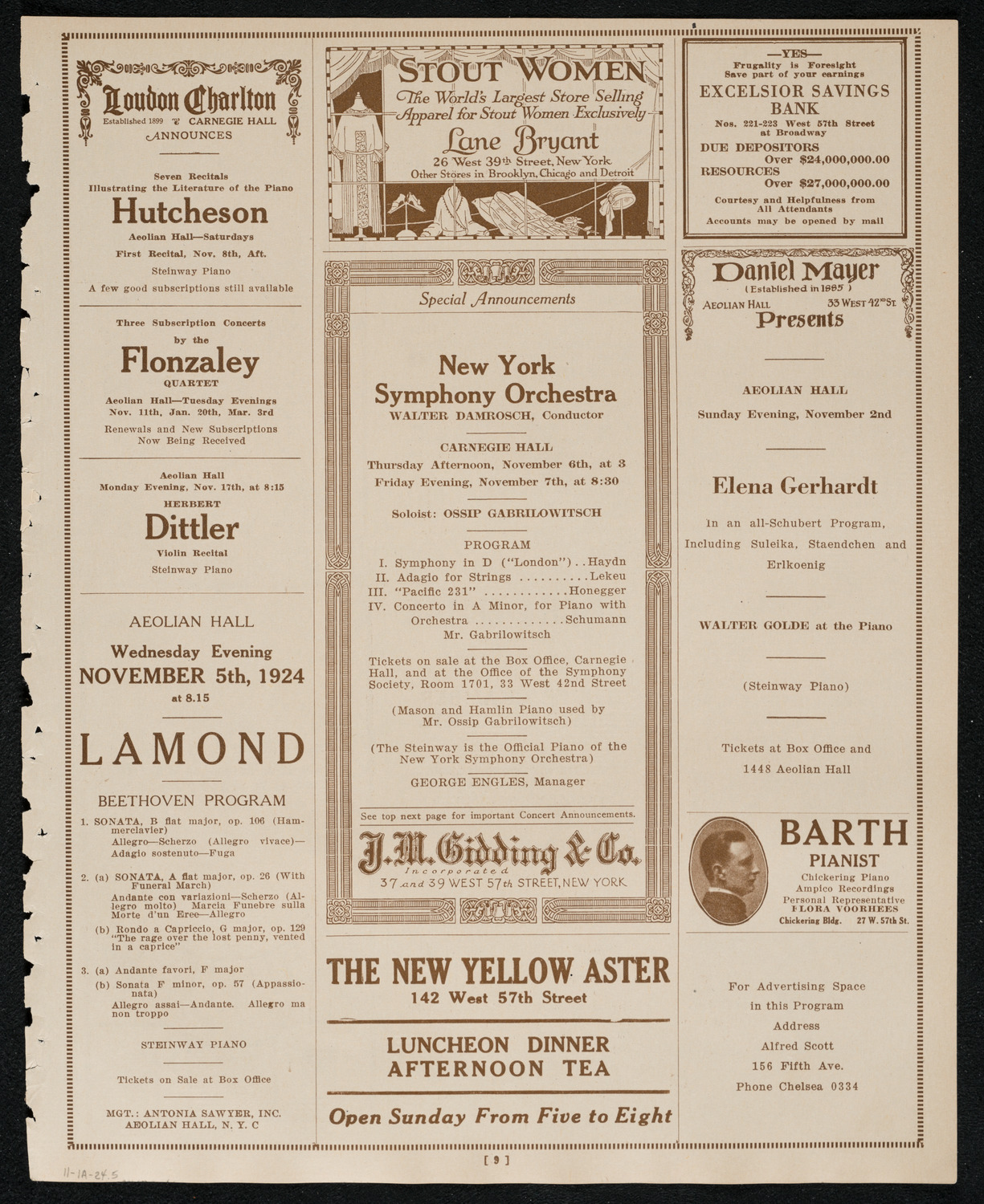 Tamara Karsavina, November 1, 1924, program page 9