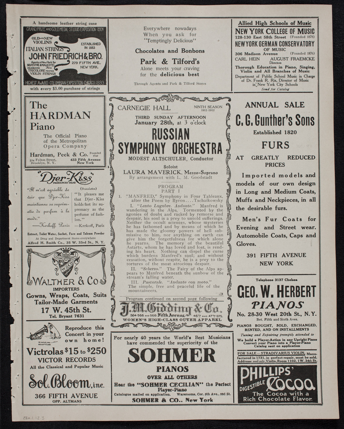 Russian Symphony Society of New York, January 28, 1912, program page 5