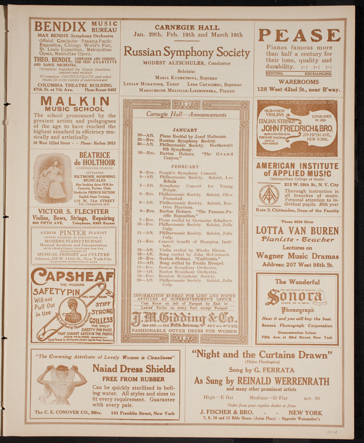 New York Philharmonic, January 28, 1916, program page 3