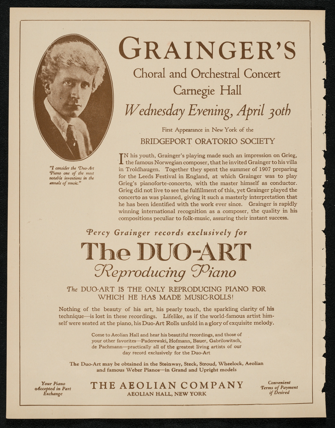 Grainger's Choral and Orchestral Concert, April 30, 1924, program page 2