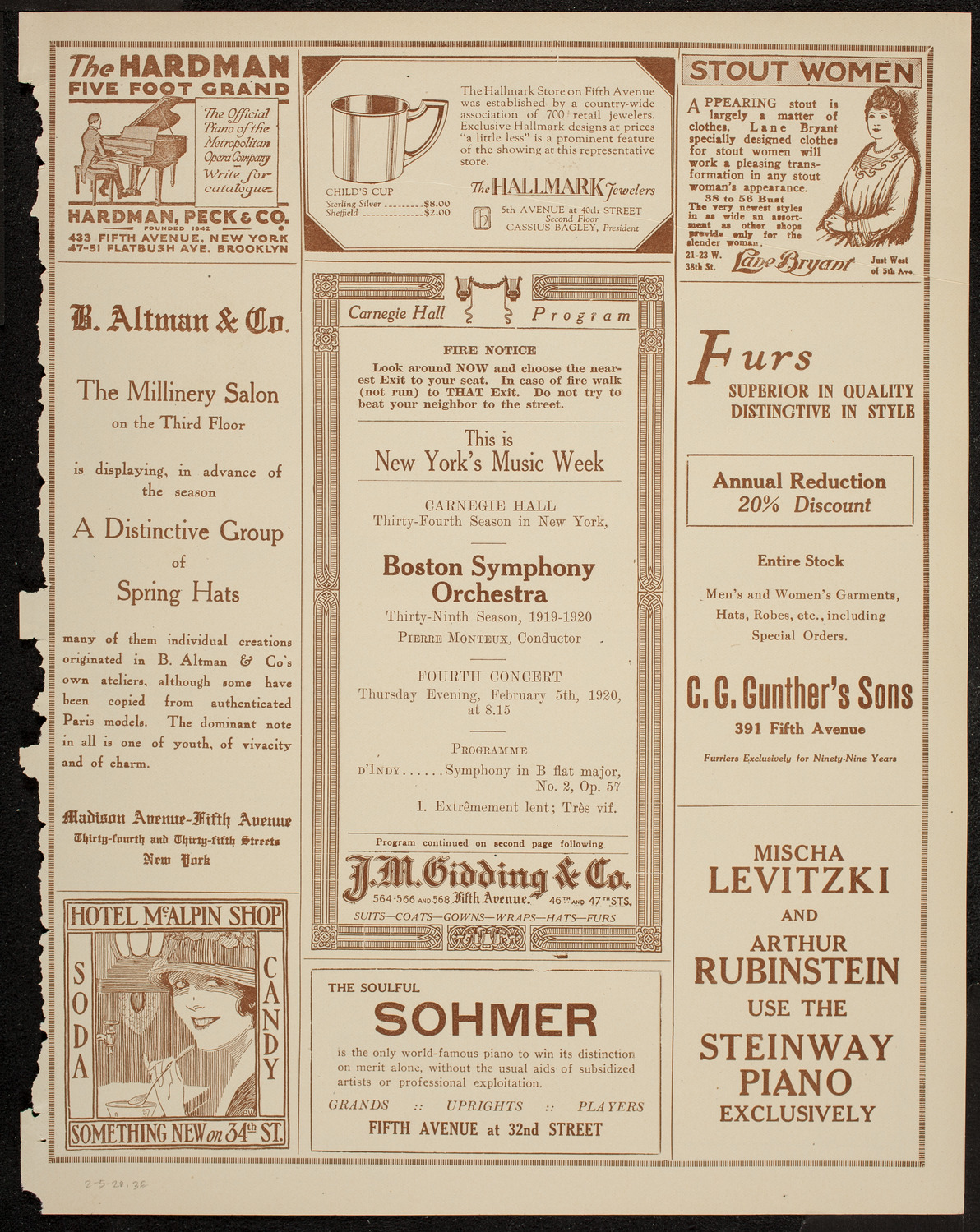 Boston Symphony Orchestra, February 5, 1920, program page 5