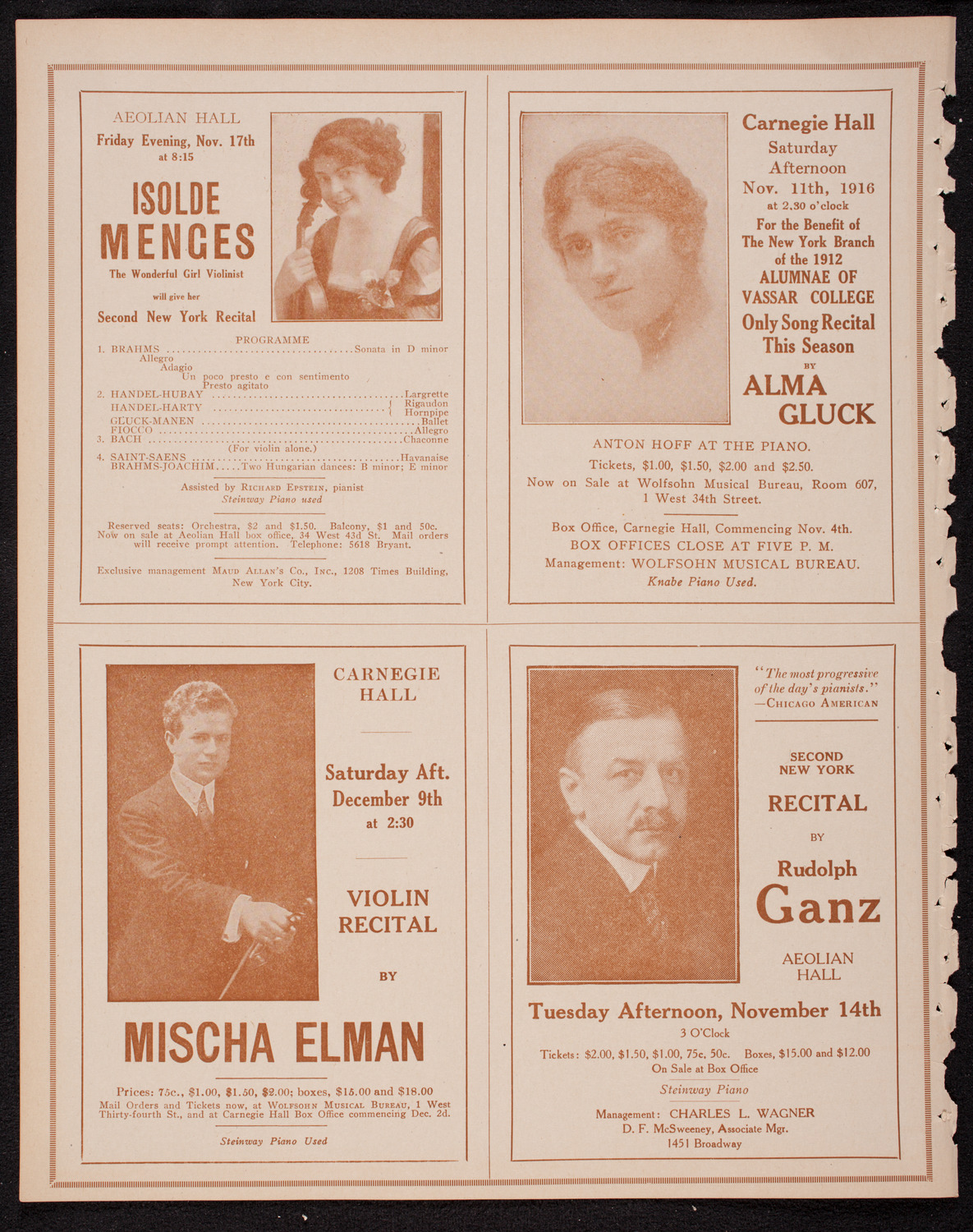 New York Philharmonic, November 10, 1916, program page 10