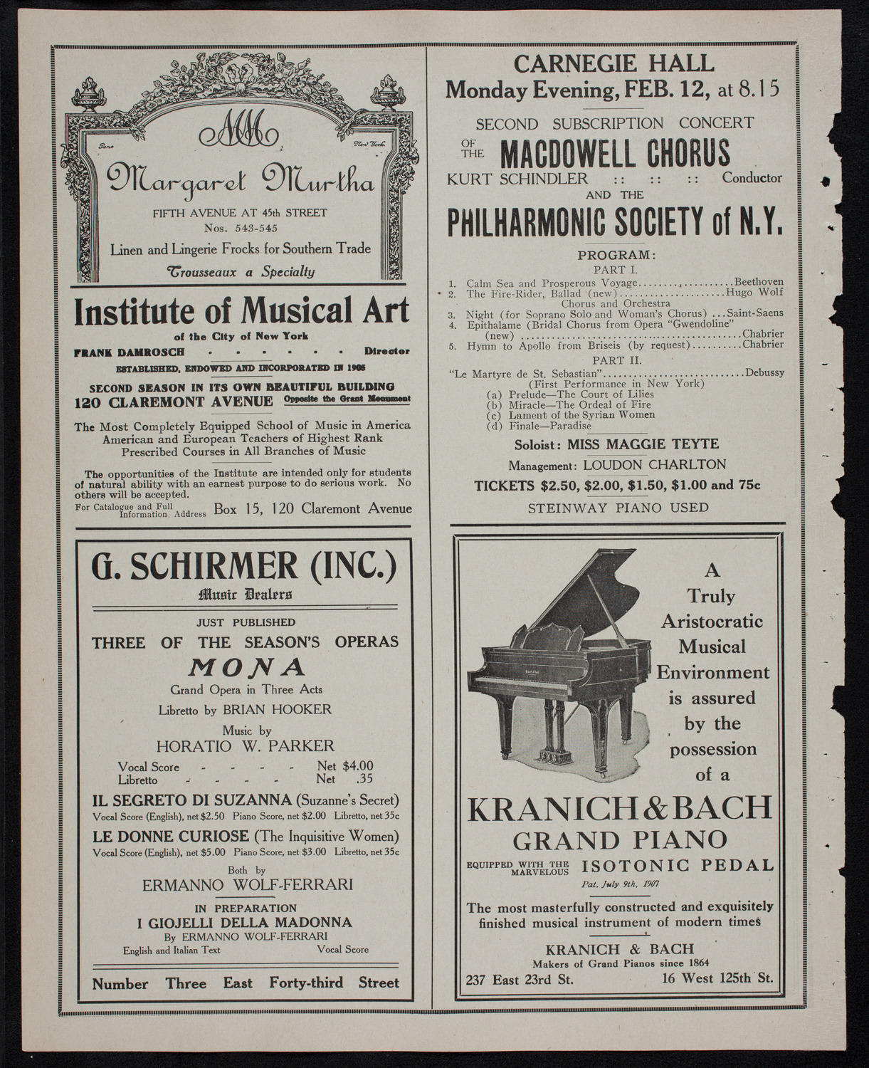 New York Philharmonic, December 17, 1911, program page 6