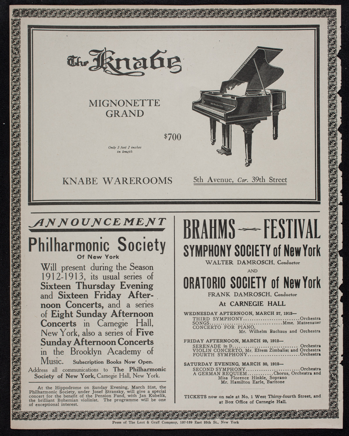 Volpe Symphony Society of New York, March 26, 1912, program page 12