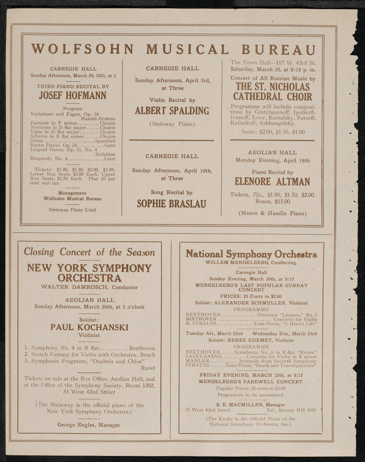Hulda Lashanska, Soprano, March 15, 1921, program page 8