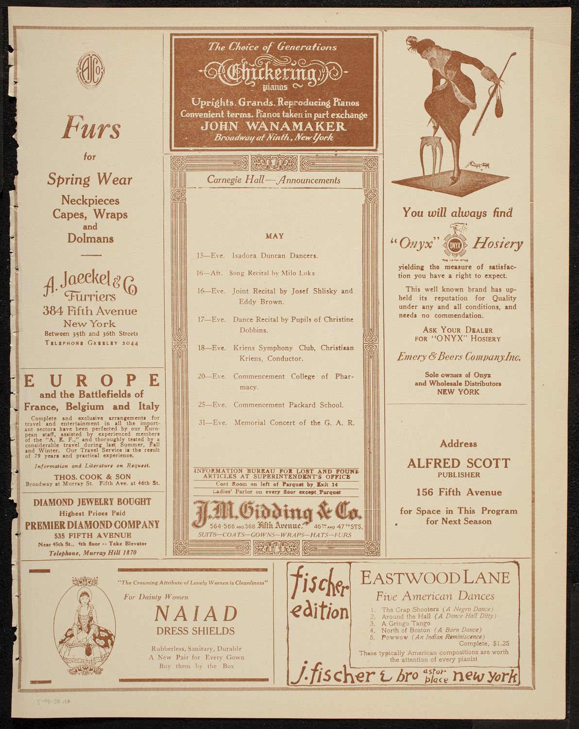 Isadora Duncan Dancers, May 14, 1920, program page 3