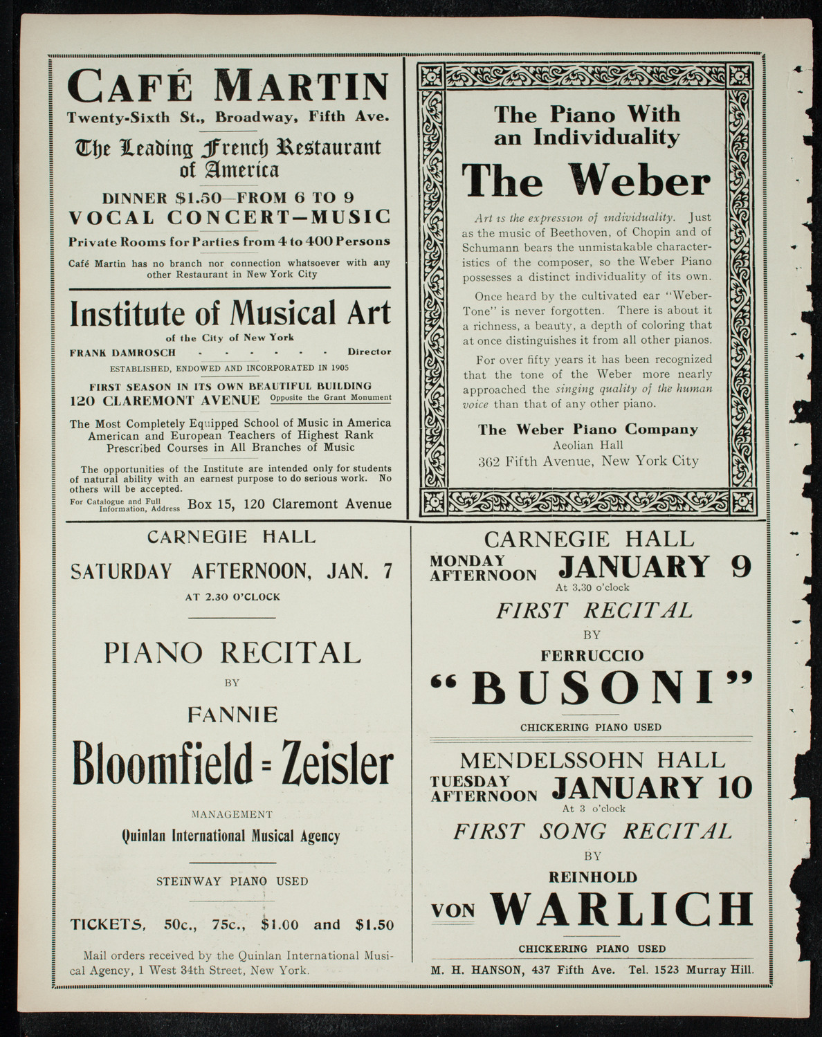 Boston Symphony Orchestra, December 10, 1910, program page 6