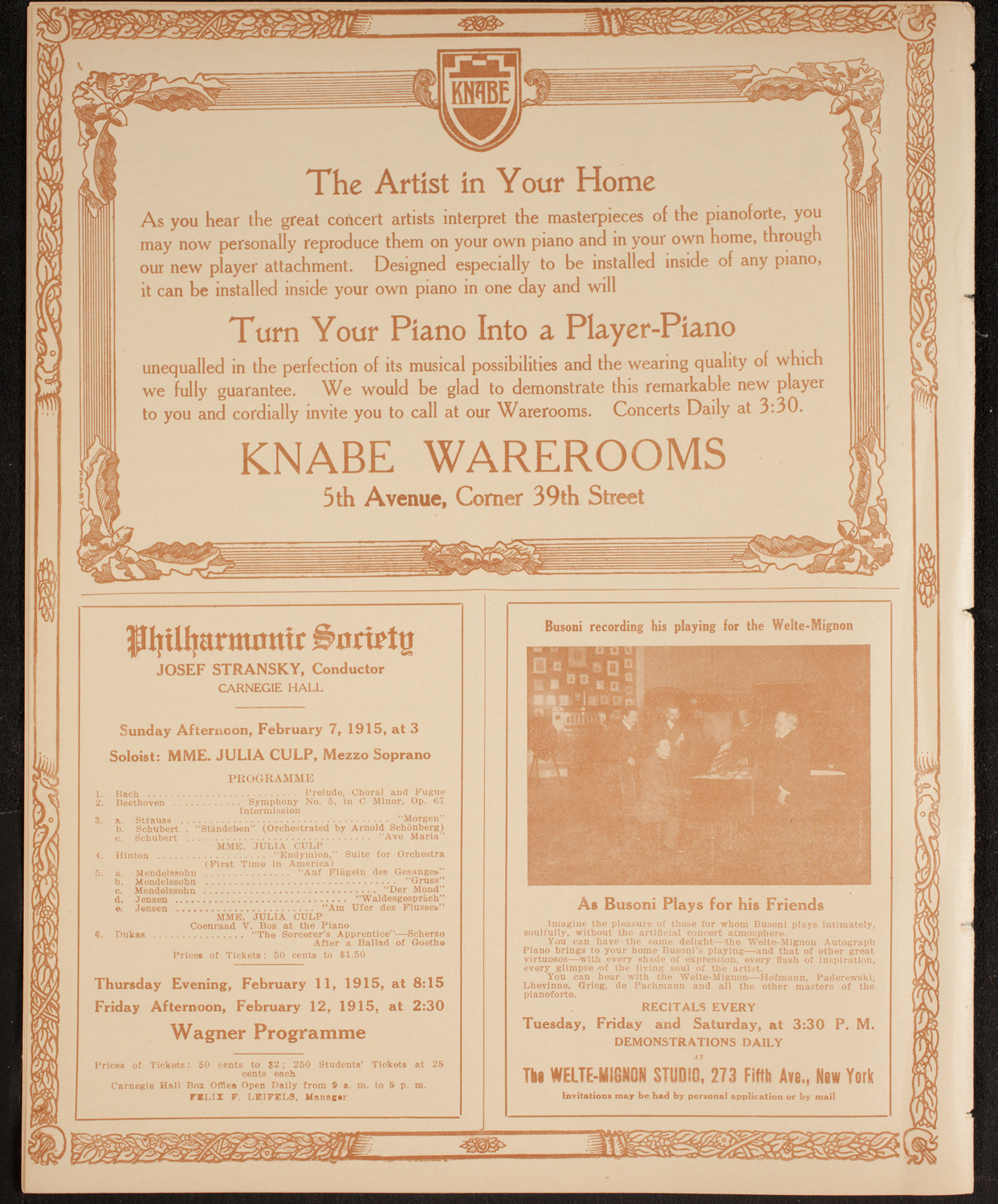 New York Philharmonic, February 5, 1915, program page 12