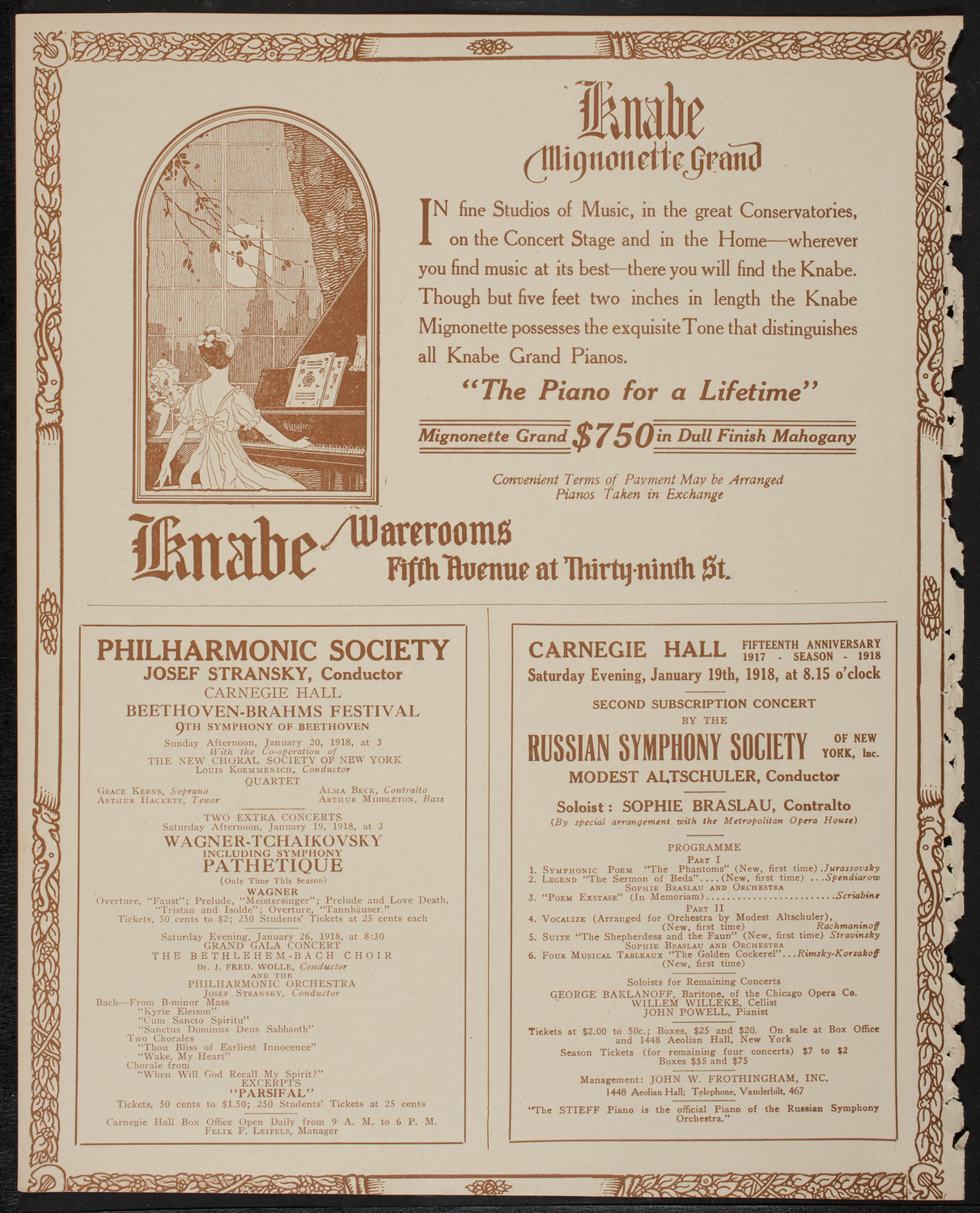 New York Philharmonic: Beethoven-Brahms Festival, January 18, 1918, program page 12
