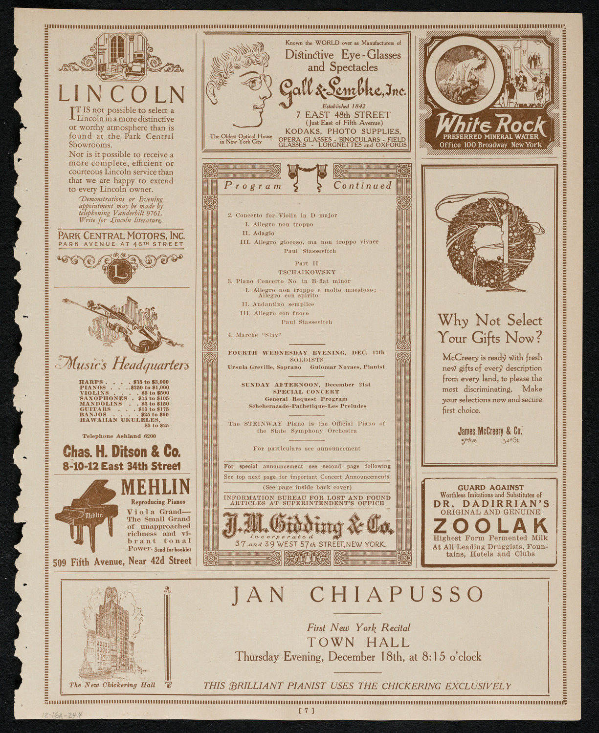 State Symphony Orchestra of New York, December 16, 1924, program page 7