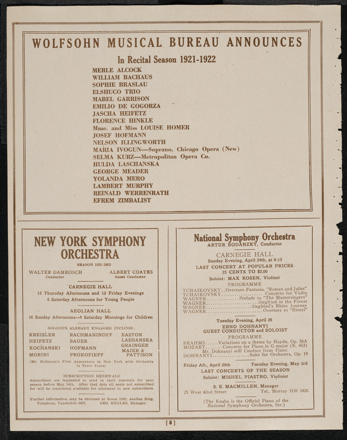 Swedish Glee Club of Brooklyn, April 24, 1921, program page 8