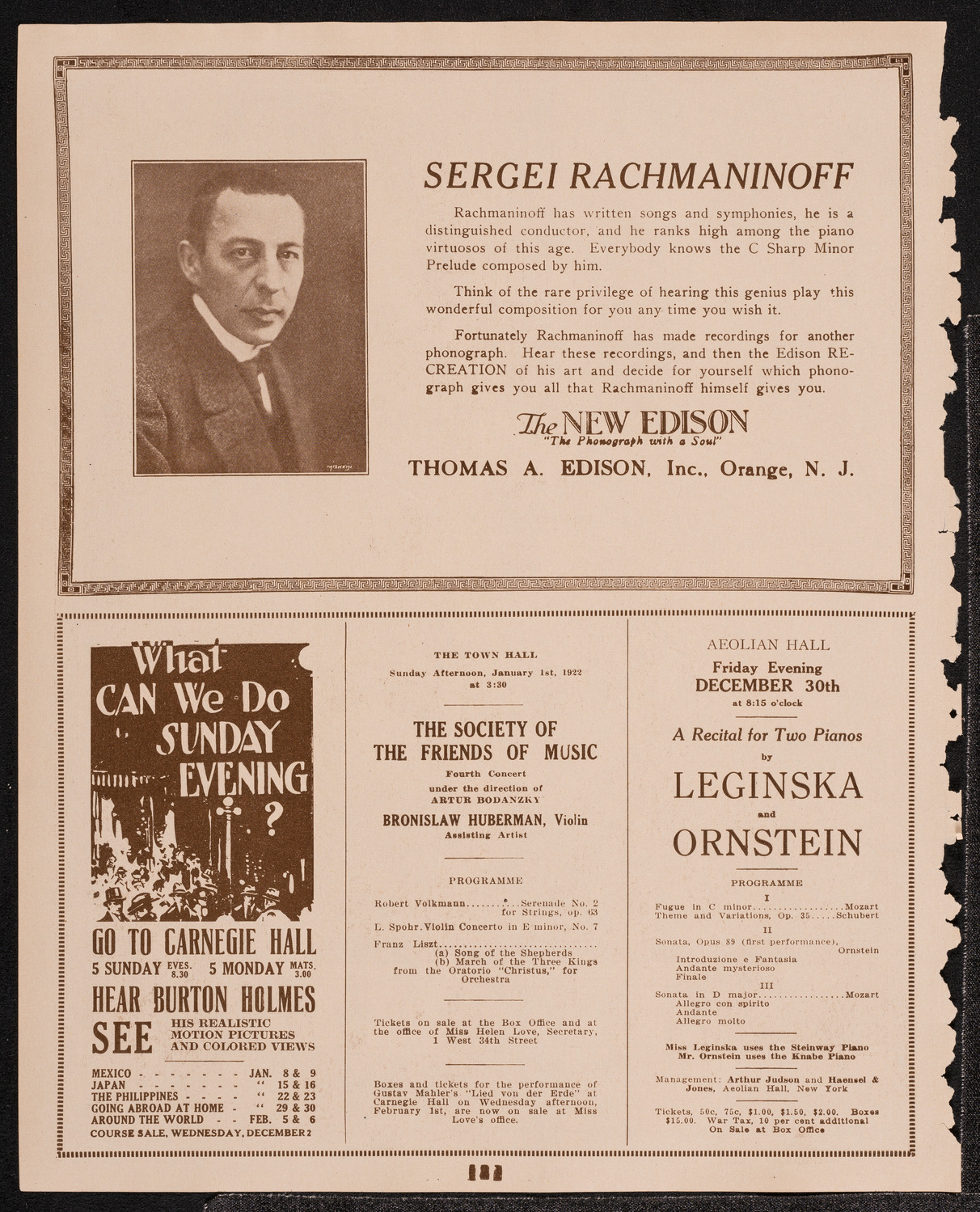 New York Symphony Orchestra, December 29, 1921, program page 2