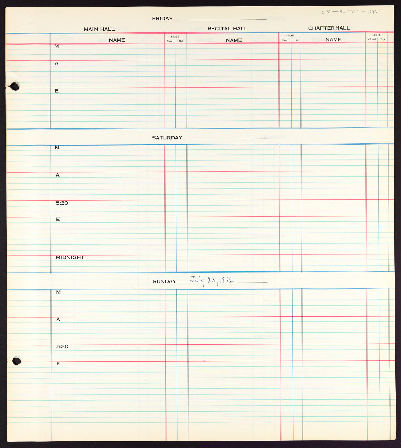 Carnegie Hall Booking Ledger, volume 17, page 95