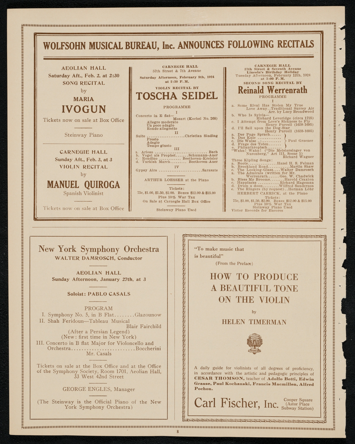 Symphony Concert for Young People, January 26, 1924, program page 8