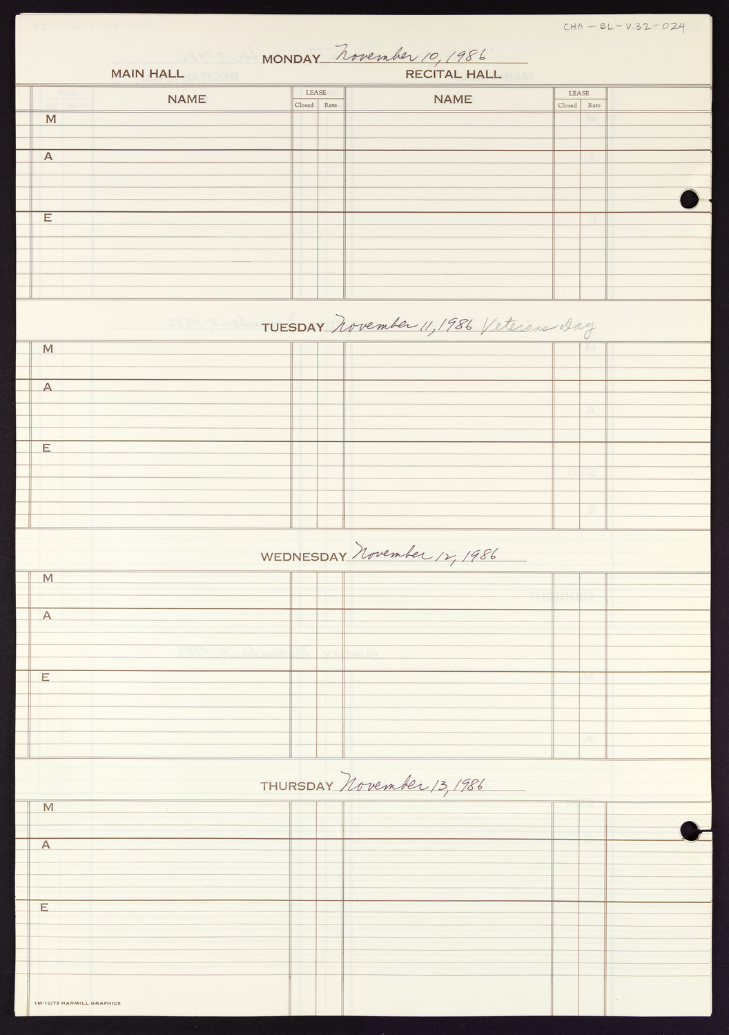 Carnegie Hall Booking Ledger, volume 32, page 24