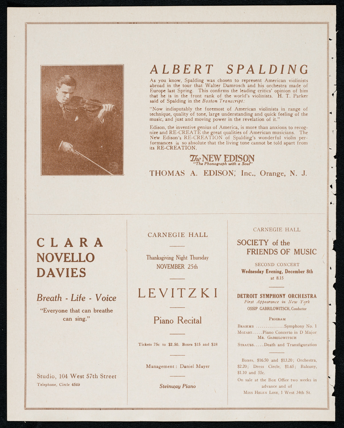 Laurence Leonard, Baritone, November 23, 1920, program page 2