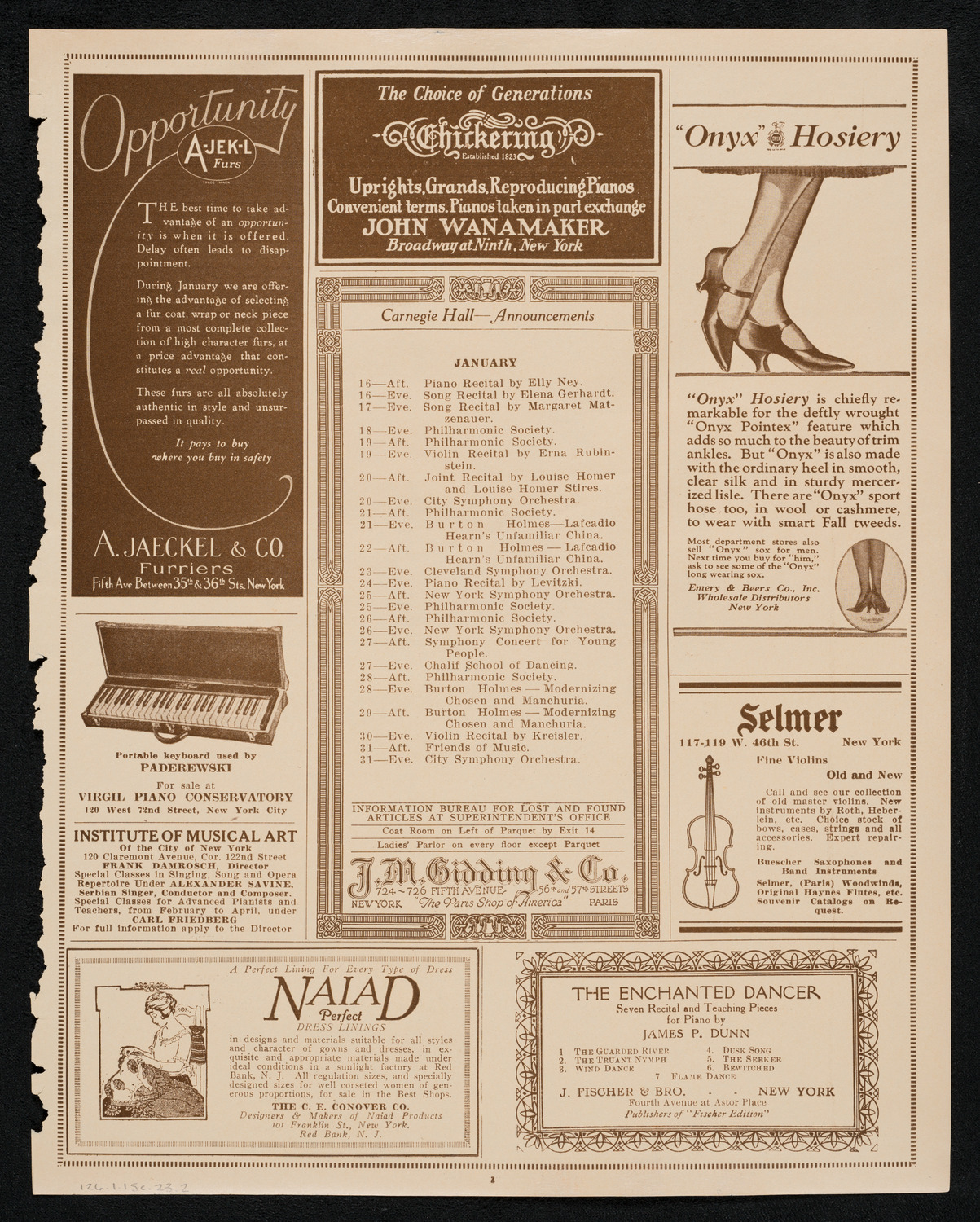 Isadora Duncan, Dancer, with the Russian Symphony Orchestra, January 15, 1923, program page 3