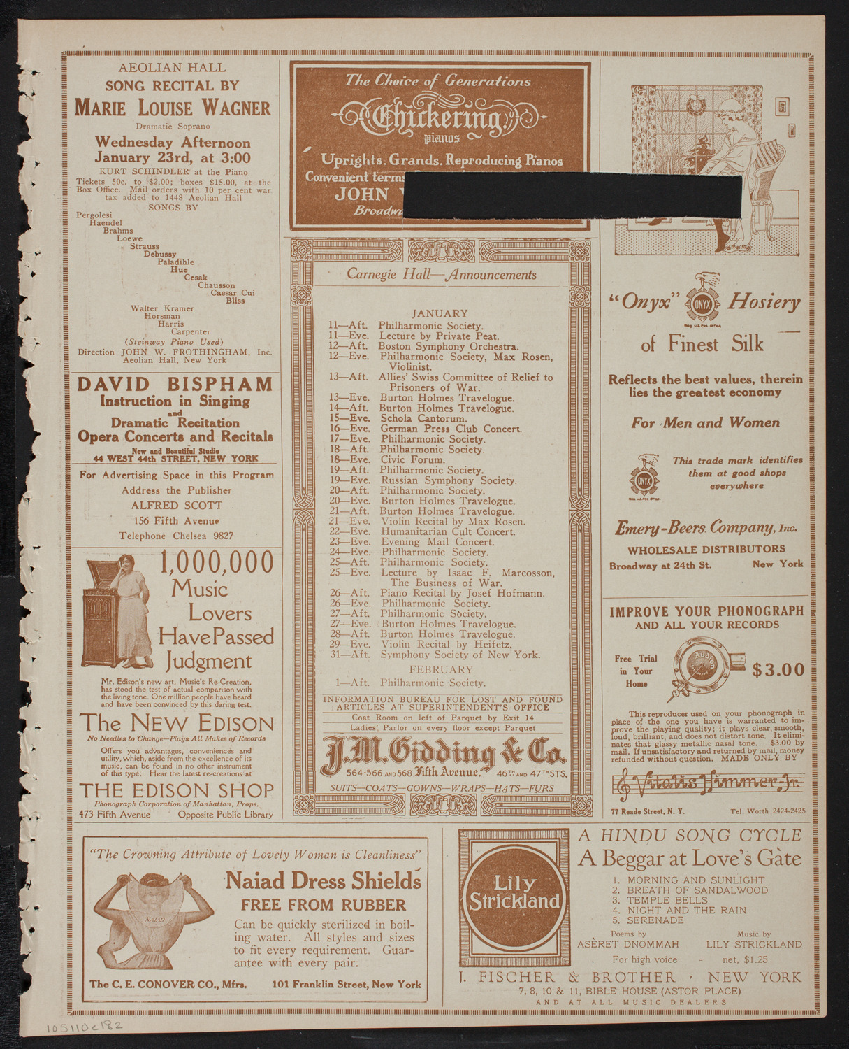 Boston Symphony Orchestra, January 10, 1918, program page 3