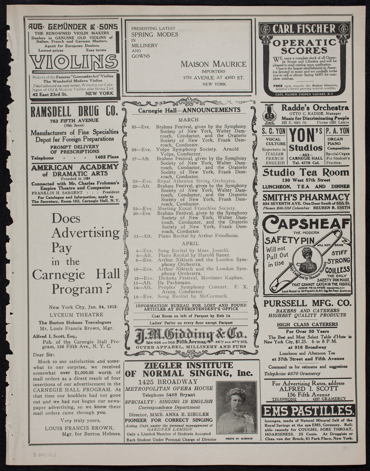 Newman Traveltalks: Germany, March 24, 1912, program page 3