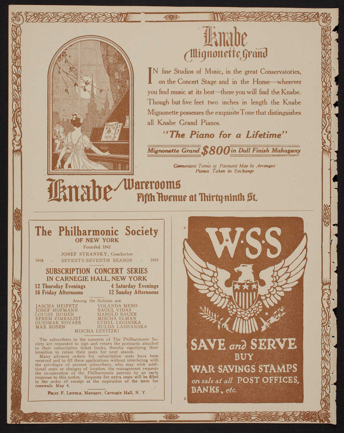 Metropolitan Opera House Orchestra, June 4, 1918, program page 12