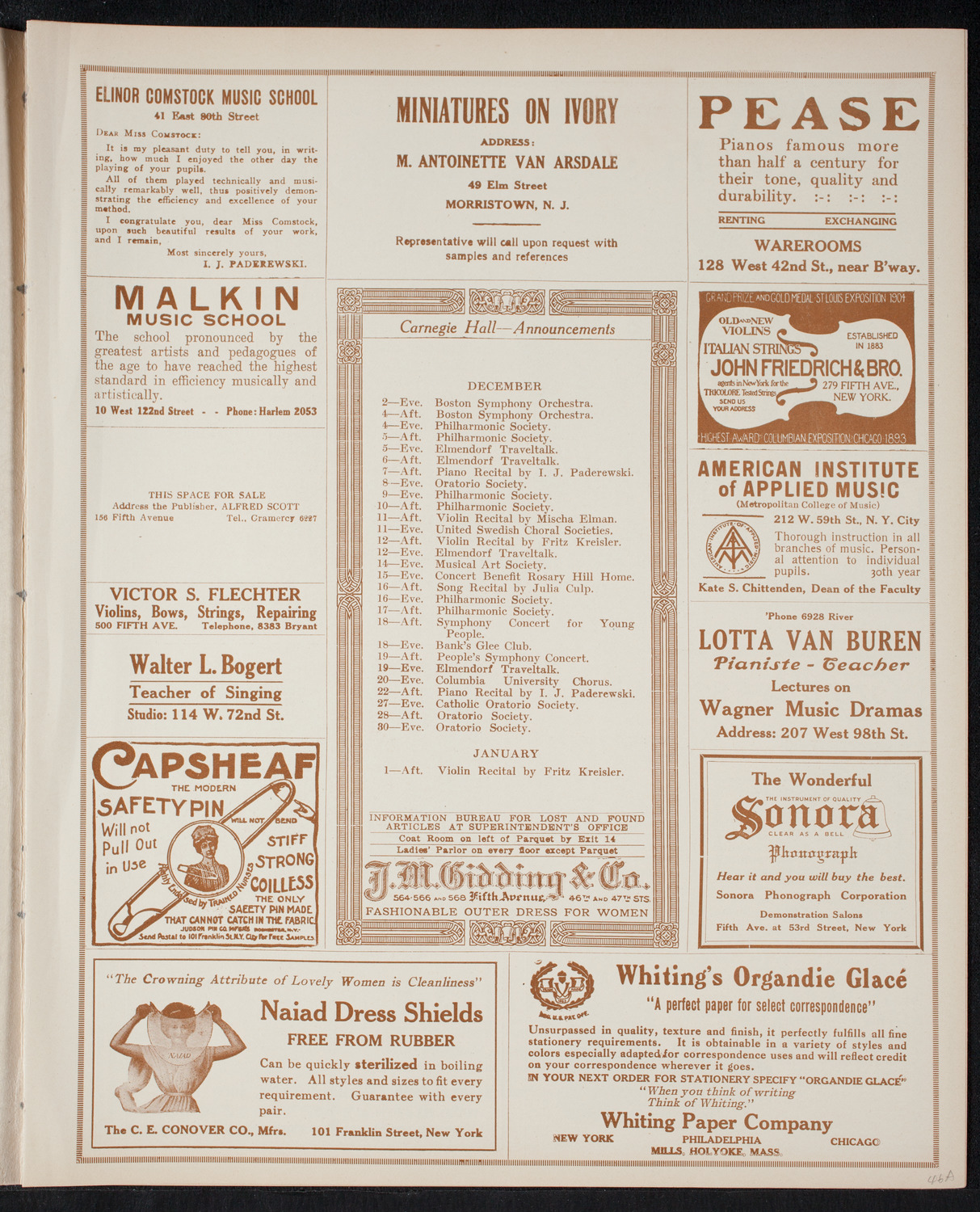 Elmendorf Lecture: Northern Italy, November 28, 1915, program page 3